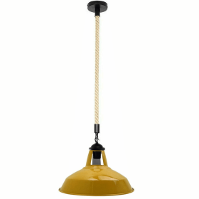 Industrial Hemp Rope Barn Slotted Pendant (Color: Yellow)