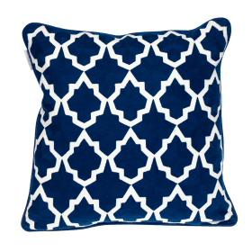 Parkland Collection Transitional Geometric Blue Square 20" x 20" Pillow (Color: Blue1, size: 20" x 20")