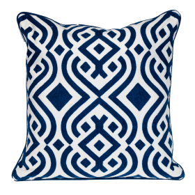 Parkland Collection Transitional Geometric Blue Square 20" x 20" Pillow (Color: Blue2, size: 20" x 20")