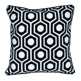 Parkland Collection Transitional Geometric Black 20" x 20" Pillow (Color: Black4, size: 20" x 20")