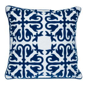 Parkland Collection Transitional Geometric Blue Square 20" x 20" Pillow (Color: Blue4, size: 20" x 20")