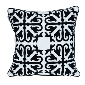 Parkland Collection Transitional Geometric Black 20" x 20" Pillow (Color: Black5, size: 20" x 20")