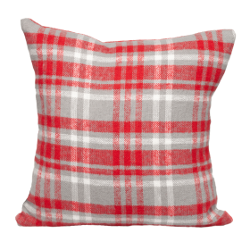 Parkland Collection Transitional Plaid White Square Pillow (Color: White, size: 16" x 16")