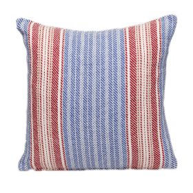 Parkland Collection Transitional Striped Square Pillow (Color: Blue, size: 16" x 16")