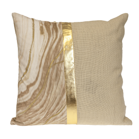 Parkland Collection Transitional Stripes Square Pillow (Color: Beige, size: 20" x 20")