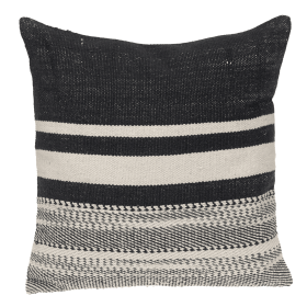 Parkland Collection Transitional Striped Square Pillow (Color: Black, size: 18" x 18")