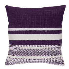 Parkland Collection Transitional Striped Square Pillow (Color: Purple, size: 18" x 18")