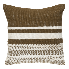 Parkland Collection Transitional Striped Square Pillow (Color: Brown, size: 18" x 18")