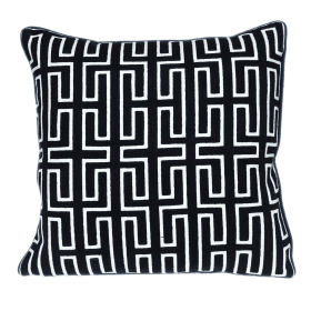 Parkland Collection Transitional Geometric Black 20" x 20" Pillow (Color: Black8, size: 20" x 20")