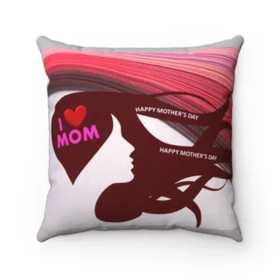 I Love Mom Decorative Pillow -Two (size: 14"x14")