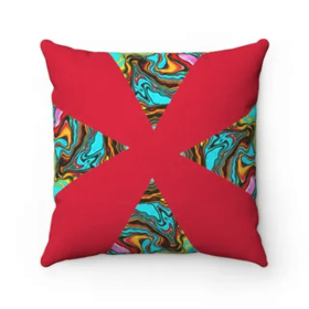 Triangle Abstract Pillow (Color: Red, size: 18"x18")