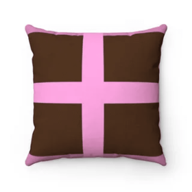 Decorative Pillow (Color: Mauve Pink and Dark Brown, size: 14"x14")