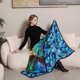 Double-Sided Super Soft Wearable Throw (Color: Butterfly & Clouds, size: One Size)