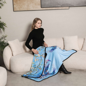 Double-Sided Soft Wearable Throw/Cape (Color: Blossom & Phoenix, size: One Size)