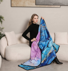 Double-Sided Super Soft Wearable Throw (Color: Marble, size: One Size)