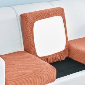 Pure color stretch all-inclusive sofa cover (Option: Citrus Orange-S)