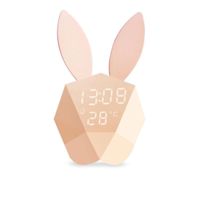 Rabbit Alarm Clock with Temperature Display (Color: Peach)