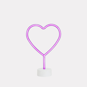 Heart LED Neon Desk Lamp (Color: Pink)