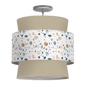 ATLANTA 3 TIERED PENDANT LIGHT (Color: River Rocks / Linen Tan, size: 16")