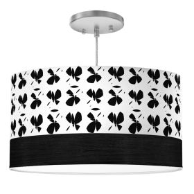 BIG SUR DRUM PENDANT LIGHT (Color: Butterfly in Black / Ebony Veneer, size: 16")