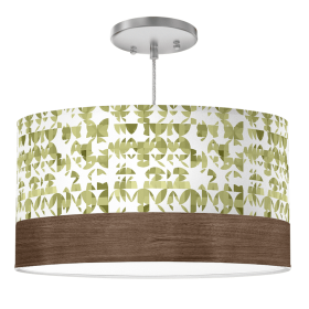 BIG SUR DRUM PENDANT LIGHT (Color: Succulent Green / Walnut Veneer, size: 16")