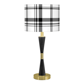 CHARLOTTE TABLE LAMP (Color: Modern Black Plaid / Ebony Veneer / Brass)