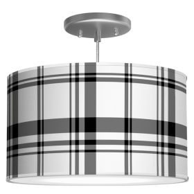 CHICAGO DRUM PENDANT LIGHT (Color: Modern Plaid in Black, size: 16")