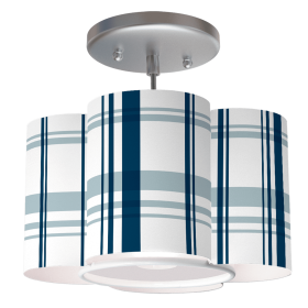 SANIBEL PETAL DRUM PENDANT (Color: Modern Plaid in Blue)