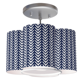 SANIBEL PETAL DRUM PENDANT (Color: Herringbone Navy Vertical)