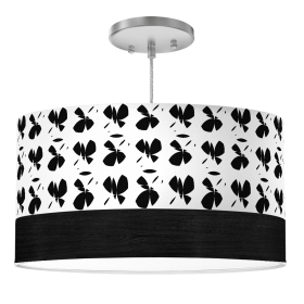 BIG SUR DRUM PENDANT LIGHT (Color: Butterfly in Black, size: 16" Diameter Shade)