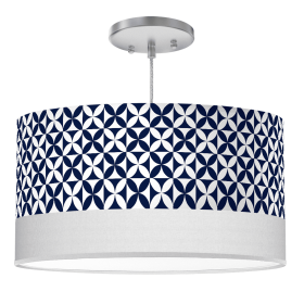 BIG SUR DRUM PENDANT LIGHT (Color: Fleur in Navy, size: 16" Diameter Shade)