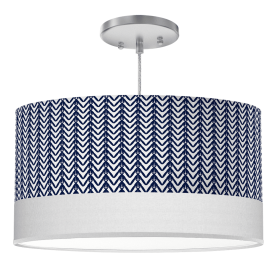 BIG SUR DRUM PENDANT LIGHT (Color: Herringbone Navy, size: 16" Diameter Shade)