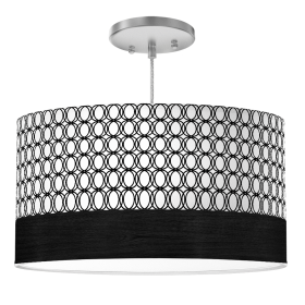 BIG SUR DRUM PENDANT LIGHT (Color: Infinity in Black, size: 18" Diameter Shade)