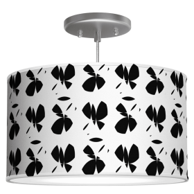 Chicago Drum Pendant (Color: Butterfly in Black, size: 18" Diameter Shade)