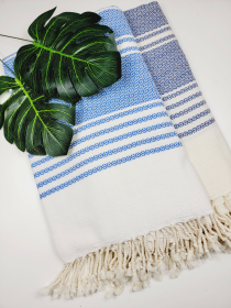 Throw Blanket 100% COTTON Easy fold throw (Color: Blue)