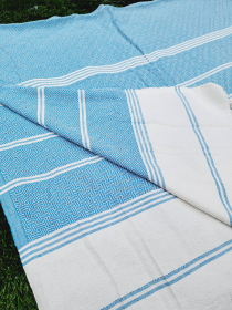 Throw Blanket -Easy Carry and fold (Color: Aqua)