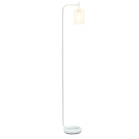 Simple Designs Modern Iron Lantern Floor Lamp with Glass Shade (Color: White)