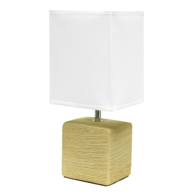 Simple Designs Petite Faux Stone Table Lamp with Fabric Shade (Color: Beige/White)