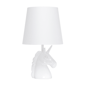 Simple Designs Sparkling Unicorn Table Lamp (Color: WHITE + IRIDESCENT RAINBOW GLITTER)