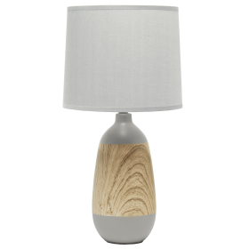 Simple Designs Ceramic Oblong Table Lamp (Color: Gray/light wood)