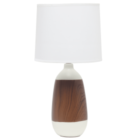 Simple Designs Ceramic Oblong Table Lamp (Color: Off white/dark wood)