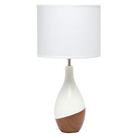 Simple Designs Strikers Basic Table Lamp (Color: Off white/dark wood)