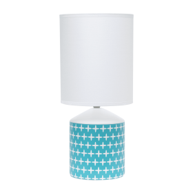 Simple Designs Fresh Prints Table Lamp (Color: White with blue)