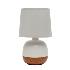 Simple Designs Petite Mid Century Table Lamp (Color: Dark wood/light gray)