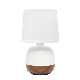 Simple Designs Petite Mid Century Table Lamp (Color: Dark wood/off white)