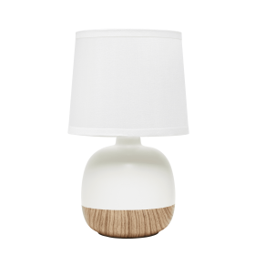 Simple Designs Petite Mid Century Table Lamp (Color: Light wood/off white)