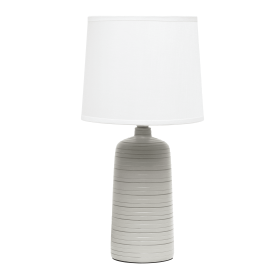 Simple Designs Textured Linear Ceramic Table Lamp (Color: Taupe)