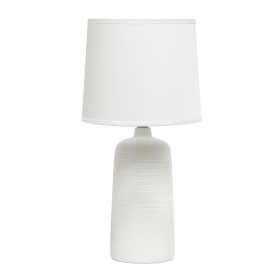 Simple Designs Textured Linear Ceramic Table Lamp (Color: Off White)