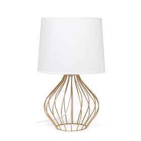 Simple Designs Geometrically Wired Table Lamp (Color: Copper/white shade)