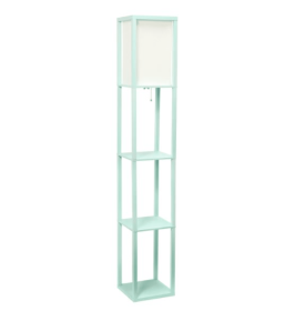 Lalia Home Column Shelf Floor Lamp with Linen Shade (Color: Aqua)